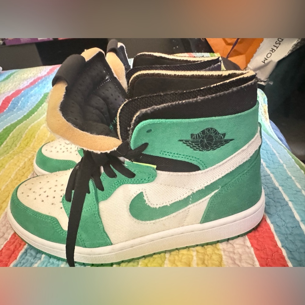 Air Jordan High-Top Sneakers in Green and White